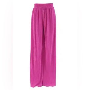 Plisse Pleated Pants, Medium (Rose Pink)